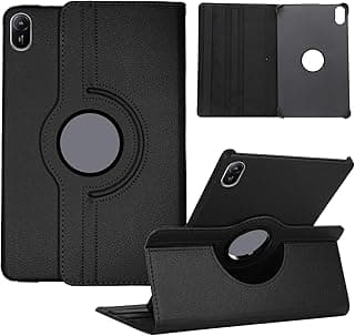 360 Degree Rotating Leather Case Compatible with Huawei MatePad SE 11 inch, Anti-fingerprint Protective Cover with Folding Stand, Black