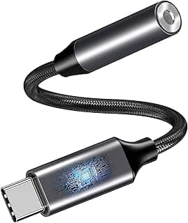 كابل محول رقمي تناظري عالي الجودة يمكن استخدامه كمحول صوت من USB نوع C الى 3.5 ملم، USB-C إلى سماعة رأس بجاك ايه يو اكس، مناسب لبيكسل 4 وجالاكسي S20 الترا وZ فليب وS20+ ونوت 20 وون بلس 7T وغيرهم، أسود