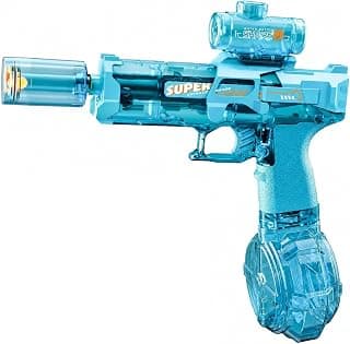 Electric Water Gun for Adults Kids, Automatic Squirt Watergun Pistol with Led Lights, Summer Outdoor Pool Beach Party Toys, Blue