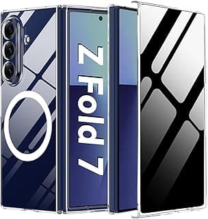 جراب مغناطيسي لهاتف سامسونج Galaxy Z Fold 7 5G، جراب موبايل نحيف مع لاصقة حماية للشاشة للخصوصية، جراب حماية مقاوم للخدش والصدمات لهاتف Galaxy Z Fold 7