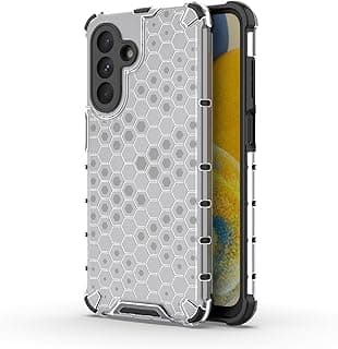 جراب حماية بتصميم خلية النحل مقاوم للصدمات مع حماية للكاميرا متوافق مع سامسونج Galaxy A26 (أبيض شفاف)