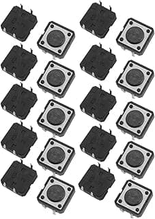سويتش زر ضغط لحظي PCB من sourcing map، مقاس 12x12x4.3mm، 4 سنون DIP (20 قطعة)
