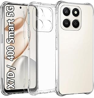 جراب لهاتف Honor X7D 5G/400 Smart 5G، ممتص صدمات شديد التحمل، سيليكون TPU شفاف، حماية للكاميرا مع زوايا سميكة