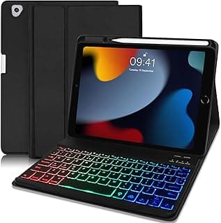 iPad 10.2 Keyboard Case for 9th Generation(2021)/ 8th Gen(2020)/ 7th Gen(2019), Protective Case with Pencil Holder and Backlit Detachable Wireless Keyboard for iPad Air 3/iPad Pro 10.5