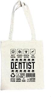 Youth art job work text white tote bag 10 dentist