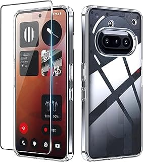جراب لهاتف Nothing Phone 3A، جراب حماية رفيع جداً مضاد للصدمات شفاف ومرن من السيليكون TPU + [قطعة واحدة] اسكرينة حماية زجاجية