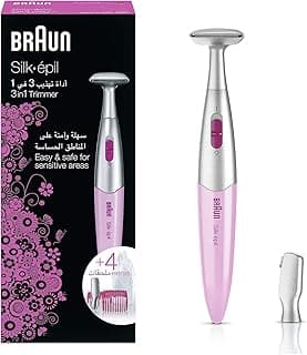 ماكينة إزالة الشعر Silk-épil 3in1 سهلة وآمنة للمناطق الحساسة مع 4 ملحقات – FG1100 وردي