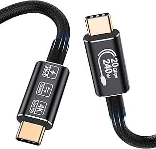 كابل قصير USB C إلى USB C، كابل USB C 3.2 Gen 2، كابل بيانات USB C بسرعة 20Gbps، كابل شحن سريع 240W 20V/5A، نقل فيديو 4K بتردد 60Hz