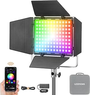 LP400R RGB LED Video Light with Barndoor, 36W 1800K-10000K 6480Lux LED Panel Light with 14 FX Effects APP Control CRI/TLCI 96+ Dimmable 0-100% Studio Soft Lights for Photography