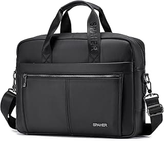SPAHER Men's Leather Laptop Bag Men's Gift 15.6 Inches Document Holder Leather Handbag Shoulder Bag Men Business Men Briefcase Men Business Men Briefcase Men