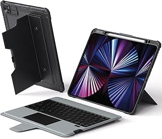 iPad Air 13 inch Case Keyboard (M3 2025/M2 2024) & iPad Pro 12.9 inch (6th/5th/4th/3rd), Detachable Keyboard with Multi-Touch Trackpad, Pencil Holder & Camera Cover, Rugged Protective