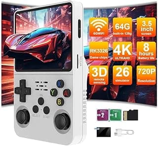 Retro Handheld Game Console, 3.5-inch IPS HD Screen, 64GB Storage, 1500 Games, Linux System (White)