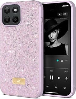 جراب لهاتف Honor X7D جليتر، غطاء كريستال لامع، نحيف للغاية وخفيف الوزن ومقاوم للصدمات والخدش (أرجواني فاتح)