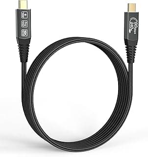 كابل ثاندربولت 5، متوافق مع ثاندربولت 4، ثاندربولت 3، USB 4 سرعة نقل 80 جيجابت في الثانية، 16K/8K@60Hz 240 وات، لـ Hub، Dock، M2، M3، SSD، eGPU، لابتوب، شاشات (0.5 متر)