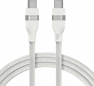 انكر كيبل USB C الى (240 واط 6 اقدام) شحن 3.0 لايفون 15 برو بلس ماكس ماك بوك 2020 ايباد اير 4 سامسونج جالاكسي S23 والمزيد (ابيض)