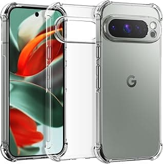 Shockproof Back Case Cover with Camera Protection for Google Pixel 9 Pro XL, Reinforced Edges, Transparent