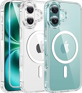 for iPhone 16 Case: Clear Magnetic Military Grade Drop Protection Anti Yellowing Slim Case - Rugged Shockproof Protective Transparent Cell Phone Cover(Clear)