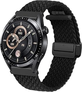 حزام مغناطيسي 22 مم لساعة شاومي Redmi Watch 5 Active/5 Lite، سامسونج Galaxy Watch 3/4/46mm/Gear S3، هواوي GT6/GT5/GT2E/GT6 Pro/GT 5 Pro، وAmazfit GTR 4/3، سوار رياضي من النايلون المضفر