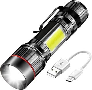 مصباح يدوي USB صغير ببطارية قابلة لإعادة الشحن من ثيماما، مصباح يدوي تكتيكي قابل للتكبير يعمل بالبطارية سي او بي، ساطع للغاية مع مغناطيس ومشبك للتخييم والمشي لمسافات طويلة والطوارئ والمشي