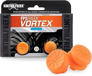 قطع تحكم KontrolFreek FPS Freek Vortex لجهاز بلايستيشن 4 (PS4) وبلايستيشن 5 (PS5) | أغطية أنالوج للأداء | 1 مرتفع محدب، 1 متوسط مقعر | برتقالي