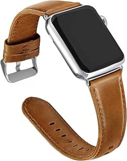 Aladrs Genuine Leather Straps Compatible for Apple Watch Band 49mm/45mm 44mm 42mm, Wristband Replacement for iWatch Ultra (49mm) Series 8 7 (45mm) Series 6 5 4, SE (44mm) Series 3 2 1 (42mm), Brown