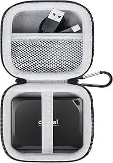 حافظة حمل للقرص الصلب كروشال X9 برو/كروشال X10 برو SSD محمول مع محول USB-A 1/2/4 تيرابايت USB 3.2 من لاكدو، حافظة مقاومة للماء لمحركات الأقراص ذات الحالة الصلبة الخارجية مضادة للصدمات، أسود