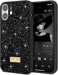 جراب لـ Vivo V60 5G، جراب لامع مرصع بالكريستال، فائق النحافة، خفيف الوزن، حماية كاملة للجسم، مضاد للصدمات والخدوش (أسود)
