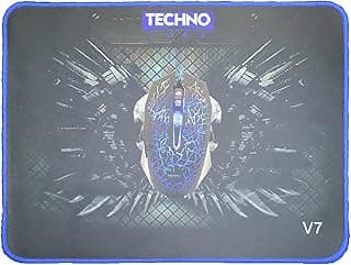 ماوس باد جيمنج Techno V7 (30 × 22.5 × 0.4 سم) غير قابلة للانزلاق ومقاومة للسوائل، سطح بملمس خاص، حواف مخيطة لمنع التنسل، متوافقة مع الكيبورد والكمبيوتر - (متعددة الألوان 6)