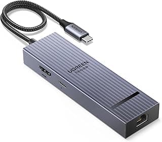 موزع ريفودوك 6 في 1 USB C جيجابت ايثرنت من يوجرين بمنفذ HDMI 4K 60 هرتز وإمداد طاقة 100 وات ومنافذ بيانات 10 ميجا/ثانية USB A&C 3.2 متوافق مع ماك M1 وM2 وM3 واي باد وآيفون 15 برو/برو ماكس وستيم ديك