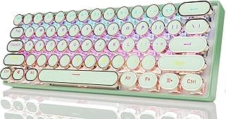 EWEADN G61 Typewriter Keyboard Wireless Mechanical Keyboards, 60% Mini Typewriter Keyboard with Rainbow Backlit, Anti-Ghosting, Red Switch Bluetooth/2.4GHz/USB-C Cute Aesthetic Keyboards-Green