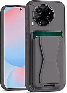 Dl3 Mobilak Leather Wallet Case Compatible with Tecno Camon 30 4G, Leather Back Cover With TPU Frame, Shockproof Protective Phone Case with Card Holder Stand (Dark Gray)
