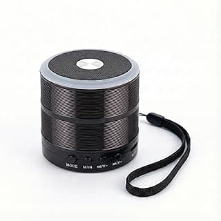 سبيكر ميني لاسلكي RGB، يدعم بلوتوث، كارت TF، USB، AUX، راديو FM، تقنية TWS، ومدخل DC. جودة صوت قوية، مناسب للمنزل أو التنقل | WS-887 (أسود)