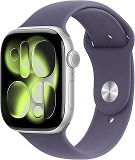 ساعة ذكية Watch Series 11 GPS مقاس 46 مم بهيكل ألومنيوم فضي وسوار رياضي Purple Fog مقاس M/L، تتبع النوم واللياقة البدنية، مراقبة الصحة، شاشة تعمل دائماً، مقاومة للماء