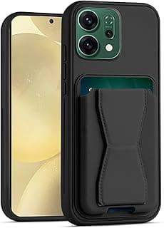 Leather Wallet Case Compatible with OPPO Reno 14 5G / Reno 15, Leather Back Cover With TPU Frame, Shockproof Protective Phone Case with Card Holder Stand (Black)