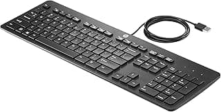 لوحة مفاتيح USB من اتش بي نحيفة للاعمال، أسود