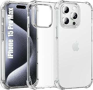 for iPhone 15 Pro Max Case Clear [Shockpoof][Military Grade Protection] Reinforced Corners Slim Fit Soft Flexible TPU Bumper Phone Case for iPhone 15 Pro Max Cover,Crystal Clear