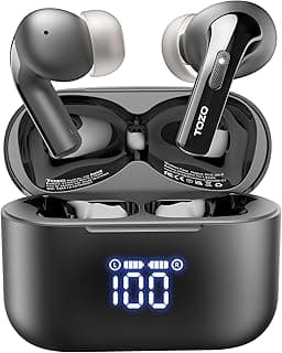 T20 Wireless Earbuds, Bluetooth Earphones 48.5 Hrs Playtime with LED Digital Display, IPX8 Waterproof, Dual Mic Call Noise Cancelling, 10mm Broad Range Speakers (In-Ear, Black)