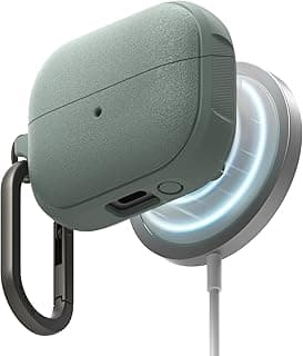 جراب مغناطيسي Onyx لسماعات سامسونج Galaxy Buds 3 Pro / 3 FE / 3، جراب حماية TPU مانع للانزلاق ومضاد للخدش مع ميدالية - أخضر مريمي