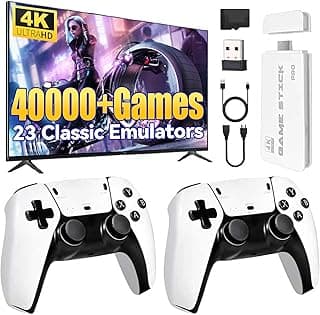 Nawchedo Retro Game Console 4K HDMI with over 40,000 games, 23 emulators, plug-and-play, dual 2.4 GHz wireless controllers, 128 GB