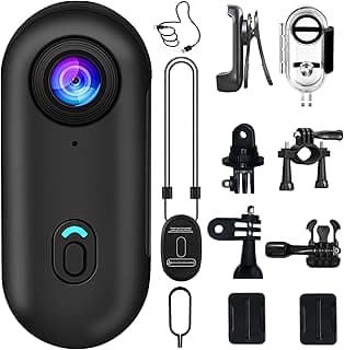 4K Wearable Mini Sports Camera with Magnetic Mount–Compact Action Camera-120-Minute Battery Life Wi-Fi, IPX7 Waterproof Encoding 360°Clip One-Tap Recording for Cycling,Motorbiking,Hiking,Vlogging (B)