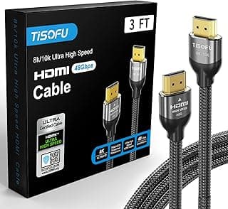 كابل TISOFU HDMI 2.1 معتمد 10K 8K بطول 3 قدم، سرعة عالية 48Gbps، مجدول، يدعم 8K@60Hz و 4K@120Hz و 4K@144Hz و HDCP 2.2&2.3 و ARC و eARC لـ HD/HDR/HDTV