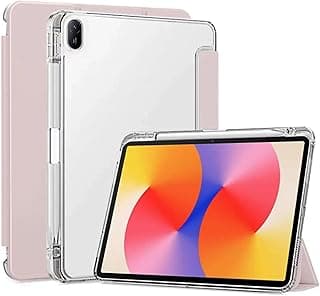 غطاء متوافق مع هواوي MatePad SE 11 بوصة 2024 مع حامل قلم، غطاء TPU نحيف وخفيف الوزن مضاد للصدمات مع ظهر سيليكون شفاف (وردي)