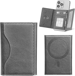 Fekra Magnetic Phone Wallet PU Leather Card Bag Magsafe Card Holder Wallet for Apple IPhone 17 16 15 12 13 14 Pro Max Plus Mini (Grey)