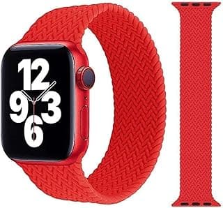 Braided silicone solo loop replacement band for apple watch (42mm/44mm - medium, red)