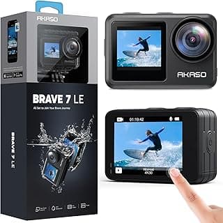 Brave 7 LE 4K30FPS 20MP WiFi Action Camera with Touch Screen EIS 2.0 Zoom Remote Control 131 Feet Underwater Camera with 2X 1350mAh Batteries Support External Microphone Vlog Camera