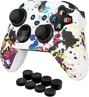 حافظة حماية لجهاز التحكم تي ان بي مع مقابض ابهام (انك سبلاش) تناسب سلسلة Xbox X S وXBOX ONE XS وجهاز تحكم جيم باد اللاسلكي لألعاب الفيديو - حافظة جل مطاط سيليكون ناعم مضاد للانزلاق، أكسسوارات ألعاب