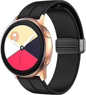 حزام سيليكون 22MM بمشبك مغناطيسي لساعة شاومي Redmi Watch 5 Active/5 Lite/سامسونج Galaxy Watch 46mm/Watch 3 45mm/Gear S3/هواوي (GT6 GT5 GT4 GT3 GT2 GT 46MM)/GT6 Pro/Amazfit GTR4 (أسود)