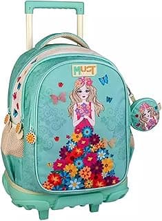 شنطة ظهر بعجلات للمدرسة الابتدائية من Must Team بتصميم Flower Dress بـ 3 جيوب