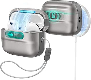جراب ESR لسماعة AirPods Pro 3 (2025)، متوافق مع AirPods Pro 3 (كابل USB-C)، يدعم MagSafe، قفل مغناطيسي للغطاء، حماية كاملة من السقوط مع حبل تعليق، تيتانيوم