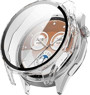جراب حماية لساعة هواوي Watch GT6 مقاس 46MM، غطاء حماية رفيع من البولي كربونات مع طبقة زجاجية (شفاف)